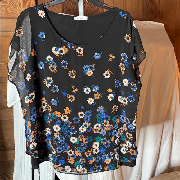 Calvin Klein Tops - Calvin Klein Black Floral Blouse